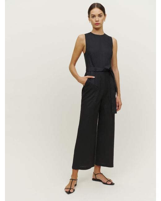 Reformation Naomi Linen Jumpsuit in Black | Lyst