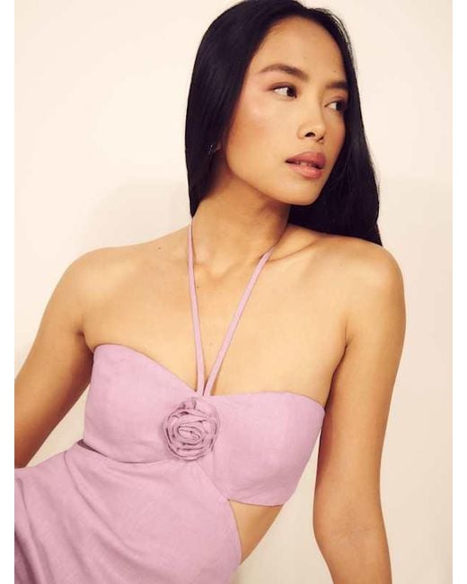 Reformation Pink Mairwen Linen Dress