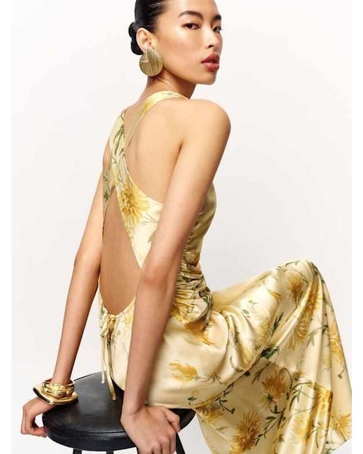 Reformation Metallic Anaiis Silk Dress 0