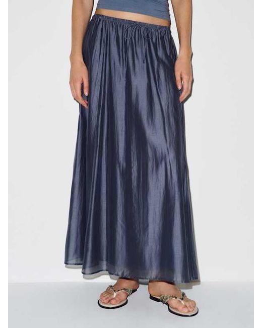 Reformation Blue Cleo Skirt