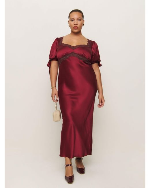 Reformation Stella Silk Dress Es in Red | Lyst