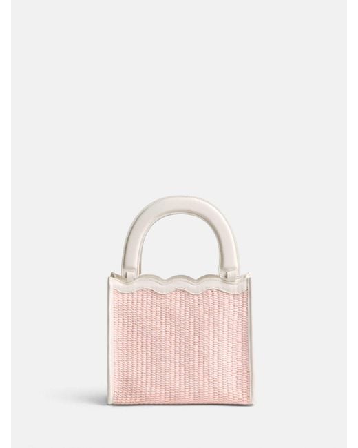 Reformation White Emma Mini Bag Powder Raffia