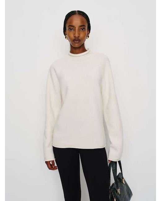 Reformation White Chamomile Regenerative Wool Sweater