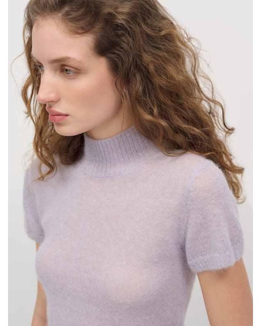 Reformation Purple Laurel Sheer Alpaca Mock Neck