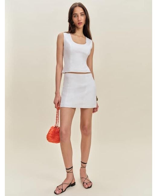 Reformation White Lindsey Linen Two Piece