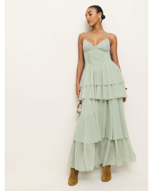 Reformation Green Orsa Dress