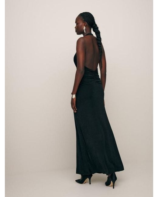 Reformation Halter Maxi Knit Dress in Black | Lyst