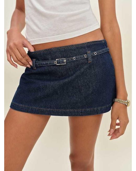 Reformation Blue Khloe Low Rise Denim Skort 6