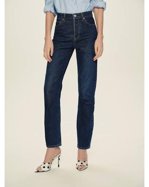 Reformation Blue Cynthia High Rise Straight Jeans Denim