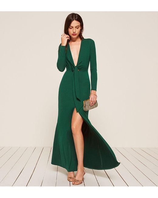 Reformation Green Aria Dress