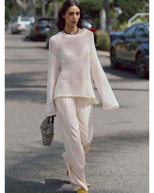 Reformation Natural Elliot Boucle Crew Sweater