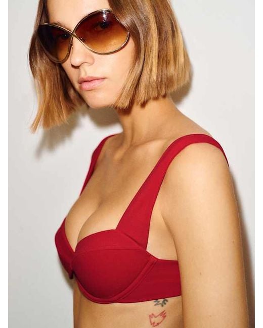 Reformation Red Viola Bikini Top