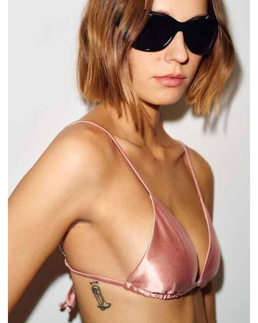 Reformation White Kaia Bikini Top Metallic