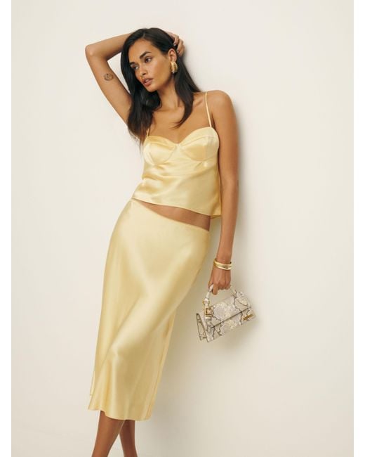 Reformation Yellow Sia Silk Two Piece