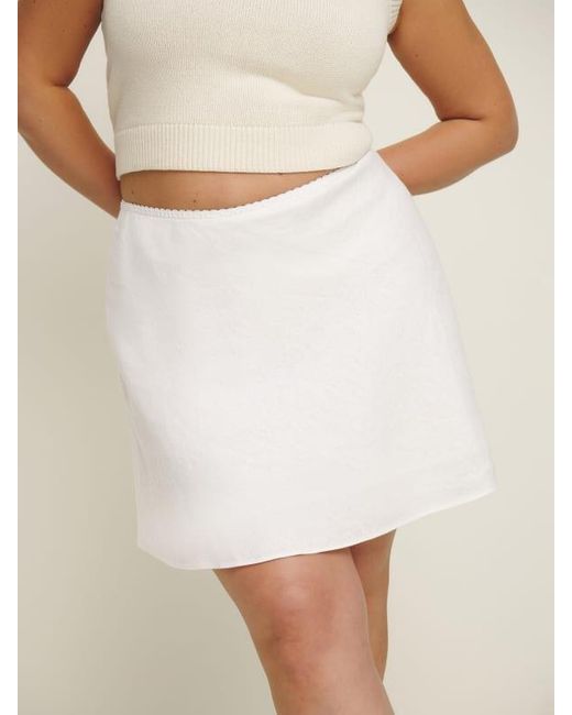 Reformation White Brandy Linen Skirt Es