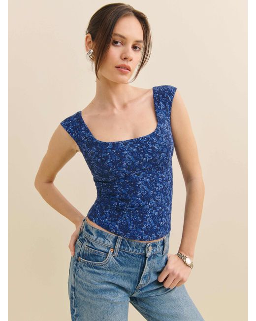 Reformation Blue Navi Top Rose 0