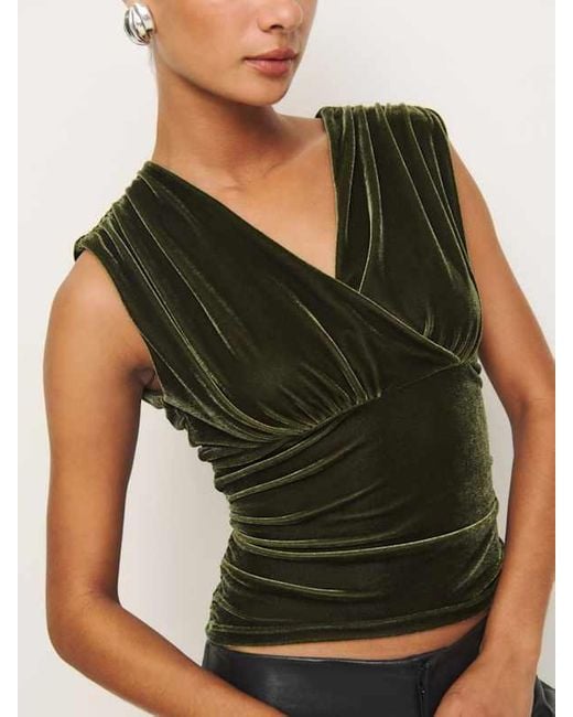 Reformation Green Amelia Knit Top