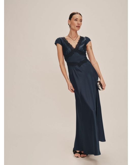 Reformation Blue Noem Satin Dress 6
