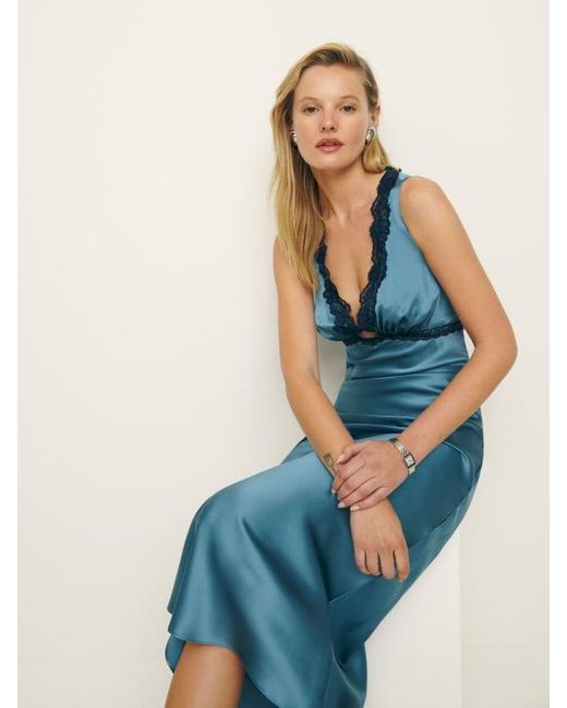 belva silk dress Reformation Belva Silk-Satin Mini Dress - Red