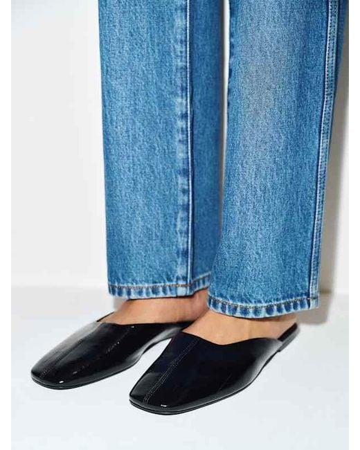 Reformation Blue Inez Flat Mule Eel