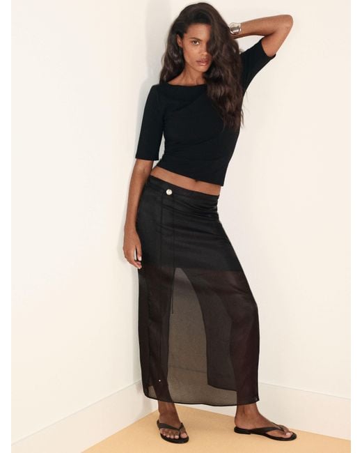 Reformation White Helen Low Waist Midi Skirt 6