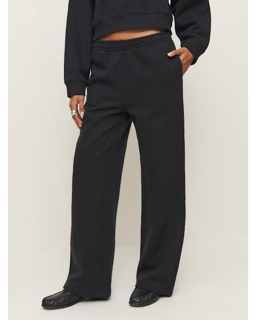 Reformation Blue Relaxed Wide-Leg Sweatpants