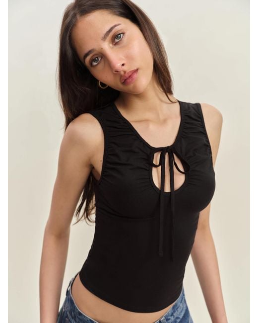 Reformation Black Bella Knit Top