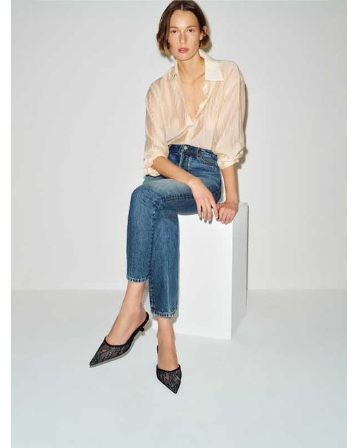 Reformation White Wilda Kitten Mule Lace