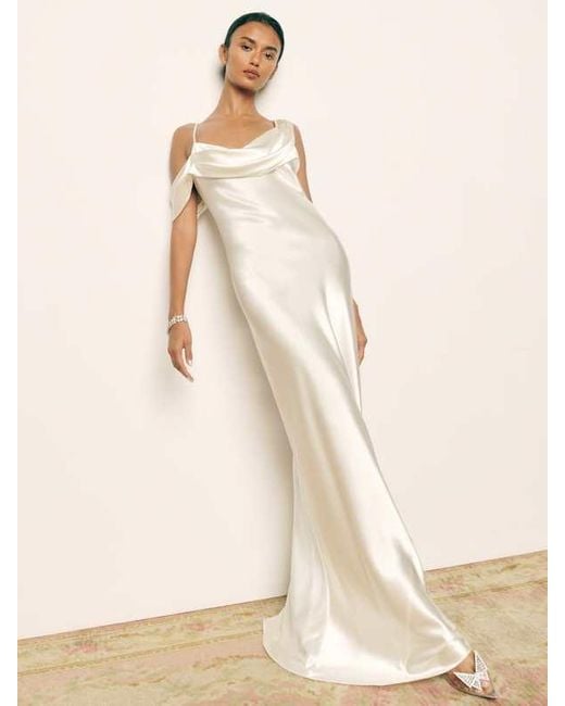 Reformation White Ronda Silk Dress