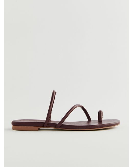 Reformation Brown Ludo Toe Ring Strappy Flat Sandal