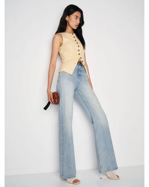 Reformation Blue Wilder Stretch High Rise Wide Leg Jeans