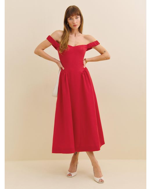 Reformation Red Monet Linen Dress 2