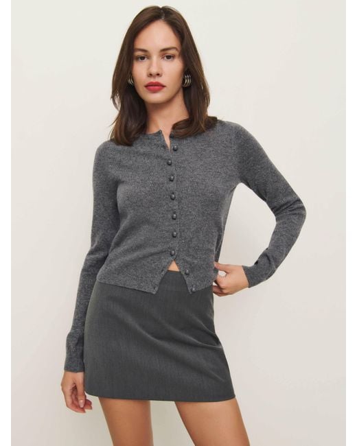 Reformation Gray Caspia Cashmere Cropped Cardigan