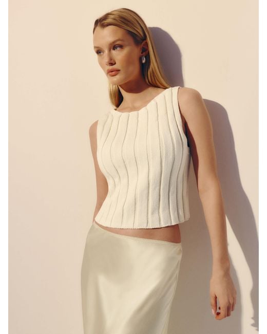 Reformation Natural Callie Cotton Ribbed Sweater Tank Top