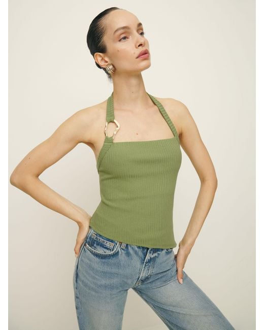 Reformation Green Ramona Knit Top