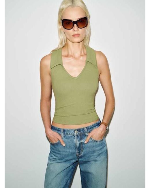 Reformation Blue Austine Knit Top Bean