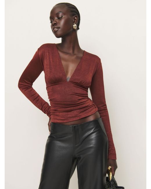 Reformation Red Ines Knit Top