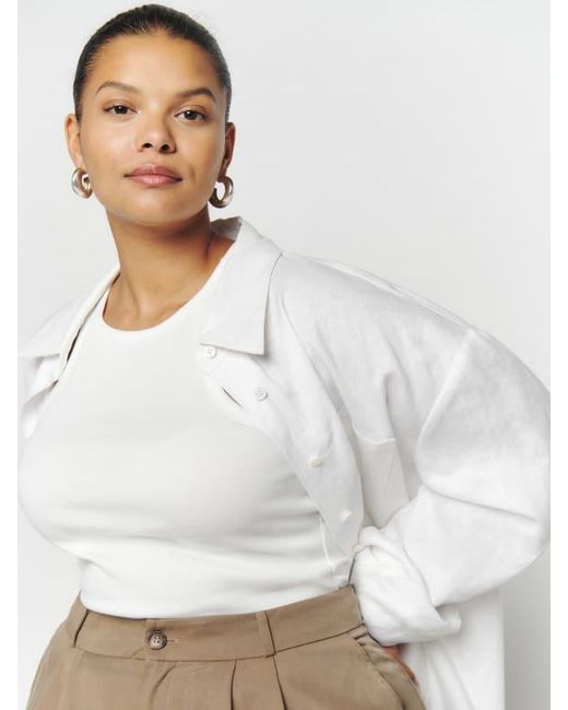 Reformation White Will Oversized Linen Shirt Es
