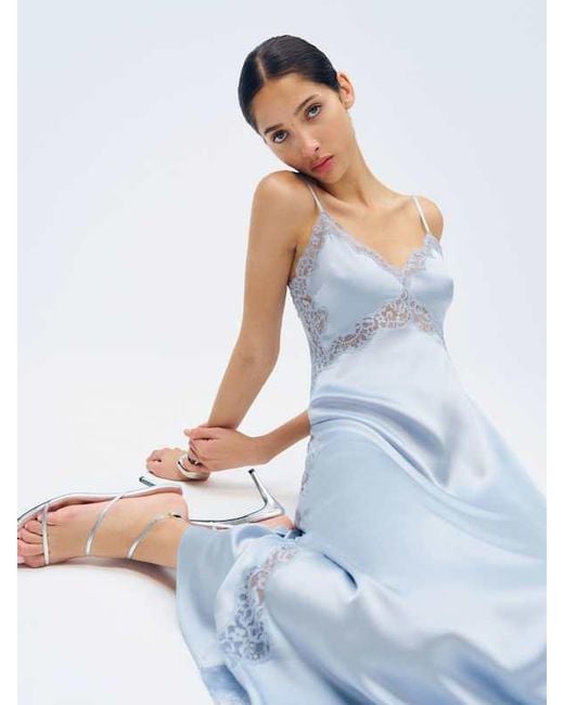 Reformation Blue Ericka Silk Dress 0