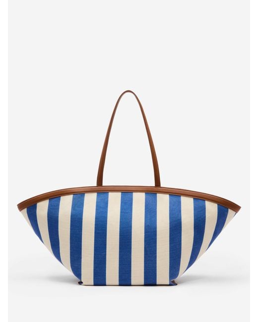 Reformation Blue Lucia Tote Bag Cassis Stripe Canvas