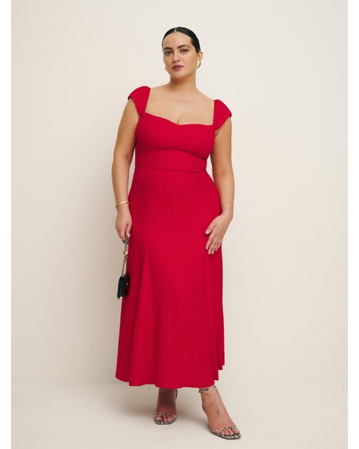 Reformation Red Bryson Dress Es