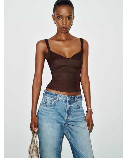 Reformation Blue Yuri Linen Top 0