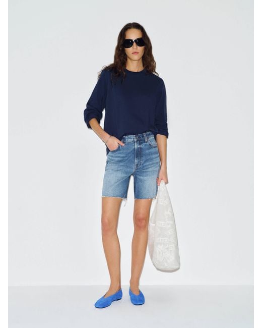 Reformation Blue Saige High Rise 4" Jean Shorts