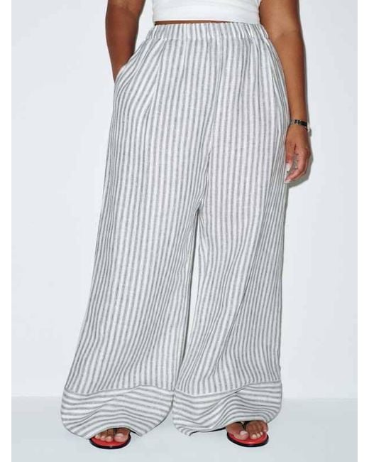Reformation White Fernando Linen Wide Leg Pant Es