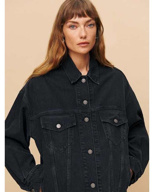Reformation Black Brooks Oversized Denim Jacket