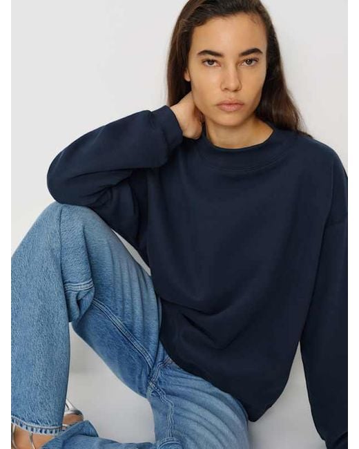 Reformation Blue Jade Mock Neck Sweatshirt