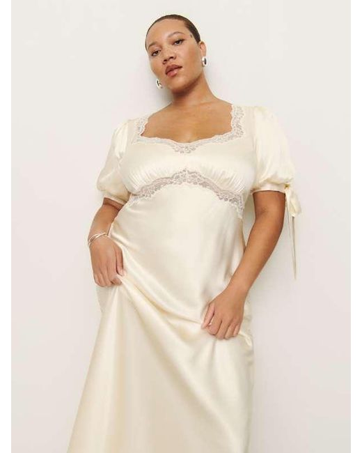 Reformation Natural Stella Silk Dress Es 14