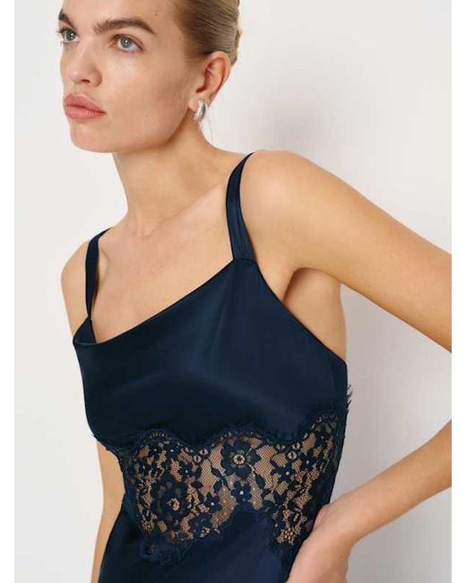 Reformation Blue Evelyne Silk Dress 0