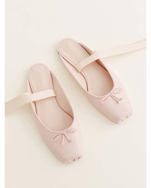 Reformation Natural Megan Lace Up Ballet Flat