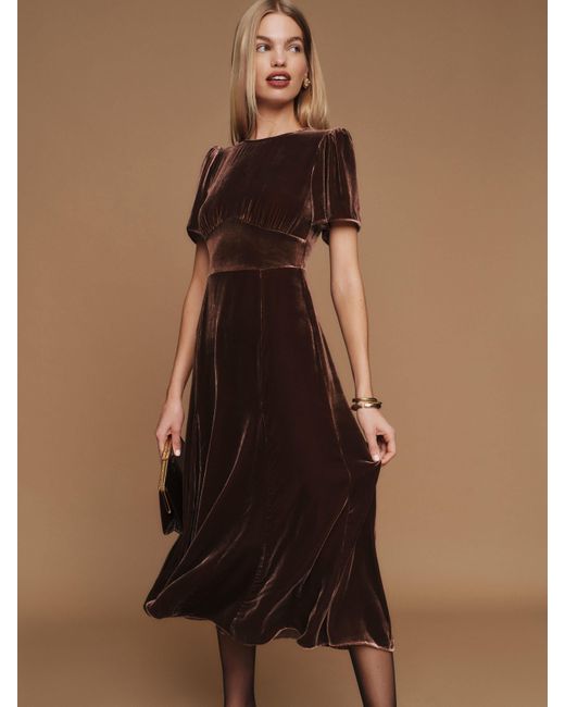 Reformation Quinne Velvet Dress in Natural | Lyst Australia Reformation Quinne Velvet Dress in Natural | Lyst Australia